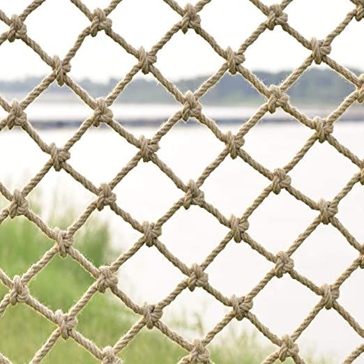 dekoratives seilnetz für drinnen oder draußen, sicherheitsschutz hanfseilnetz kletterleiter autoanhänger schweres netz handlauf treppenschutznetz zaun dekoratives netz (größe 6mm seil, 8cm loch)